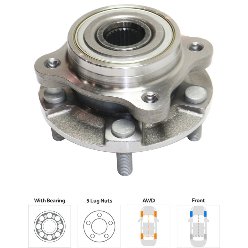 Set of 2 Wheel Hubs for Mitsubishi Lancer (2003–2006) Front AWD