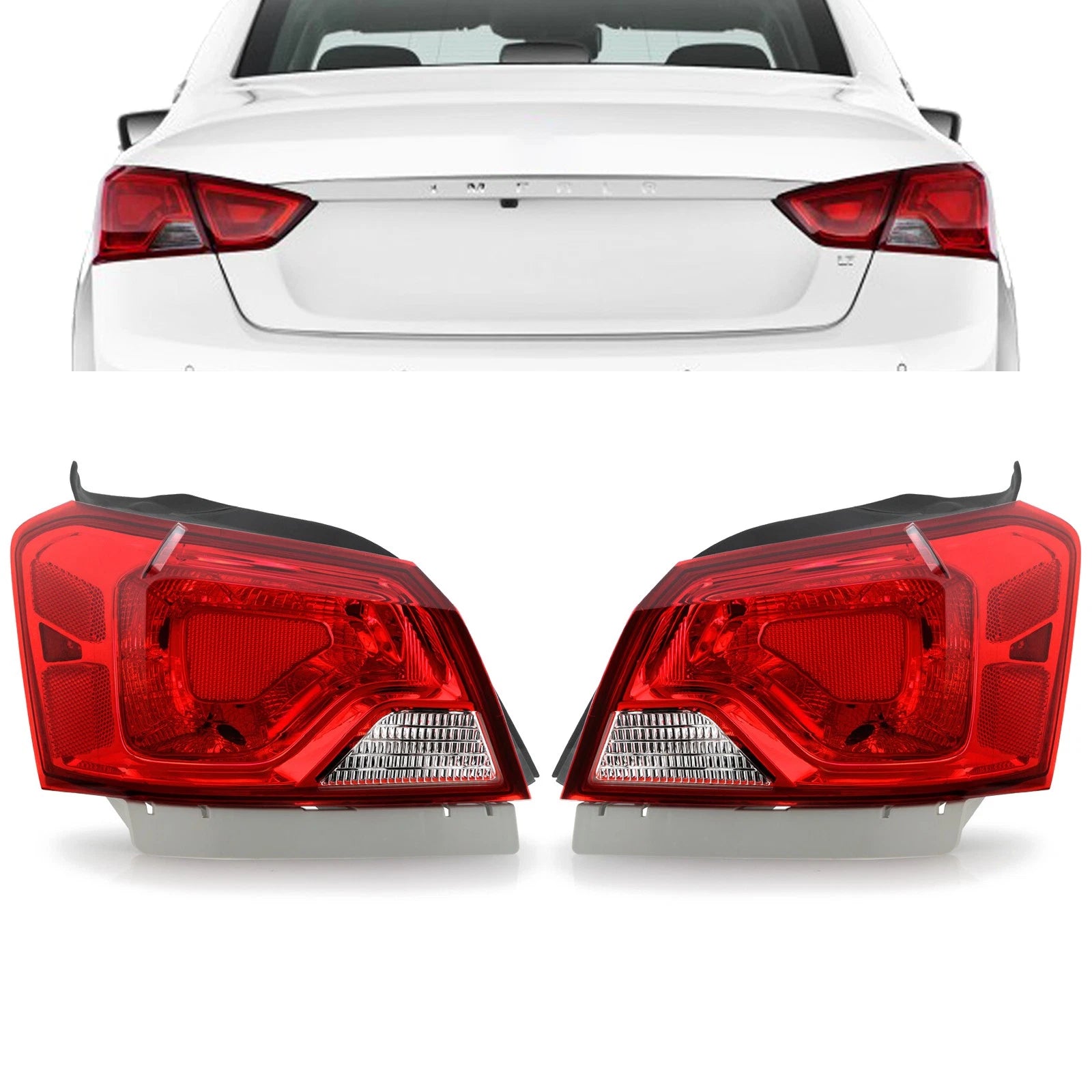 Halogen Tail Light Set for Chevy Impala (2014–2020) w/ Bulb Left+Right Pair