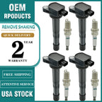 Set of 4 Ignition Coils & 4 Spark Plugs for Honda CR-V Civic Element Acura CSX (UF311)
