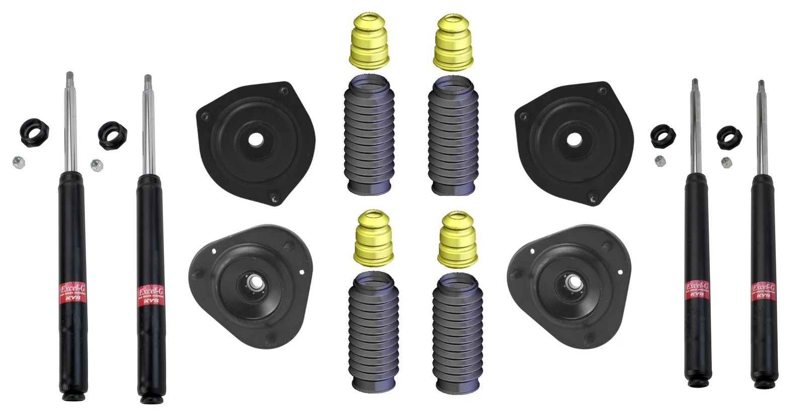 Set of 4 KYB Strut Cartridges with Bellows for Lexus ES250 (1990–1991)