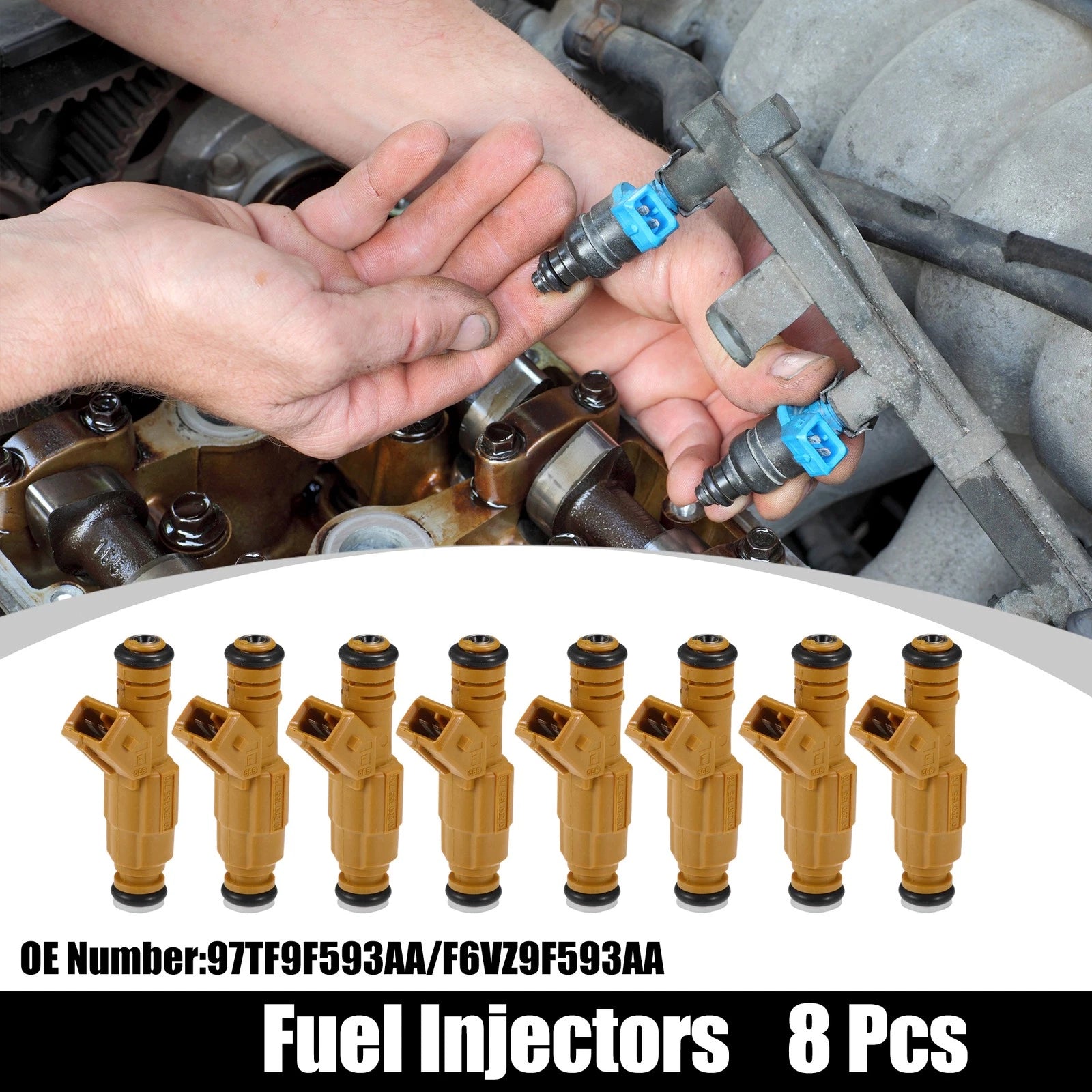 8 Pcs Fuel Injector No. 97TF9F593AA/F6VZ9F593AA for Ford Crown Victoria (1998)