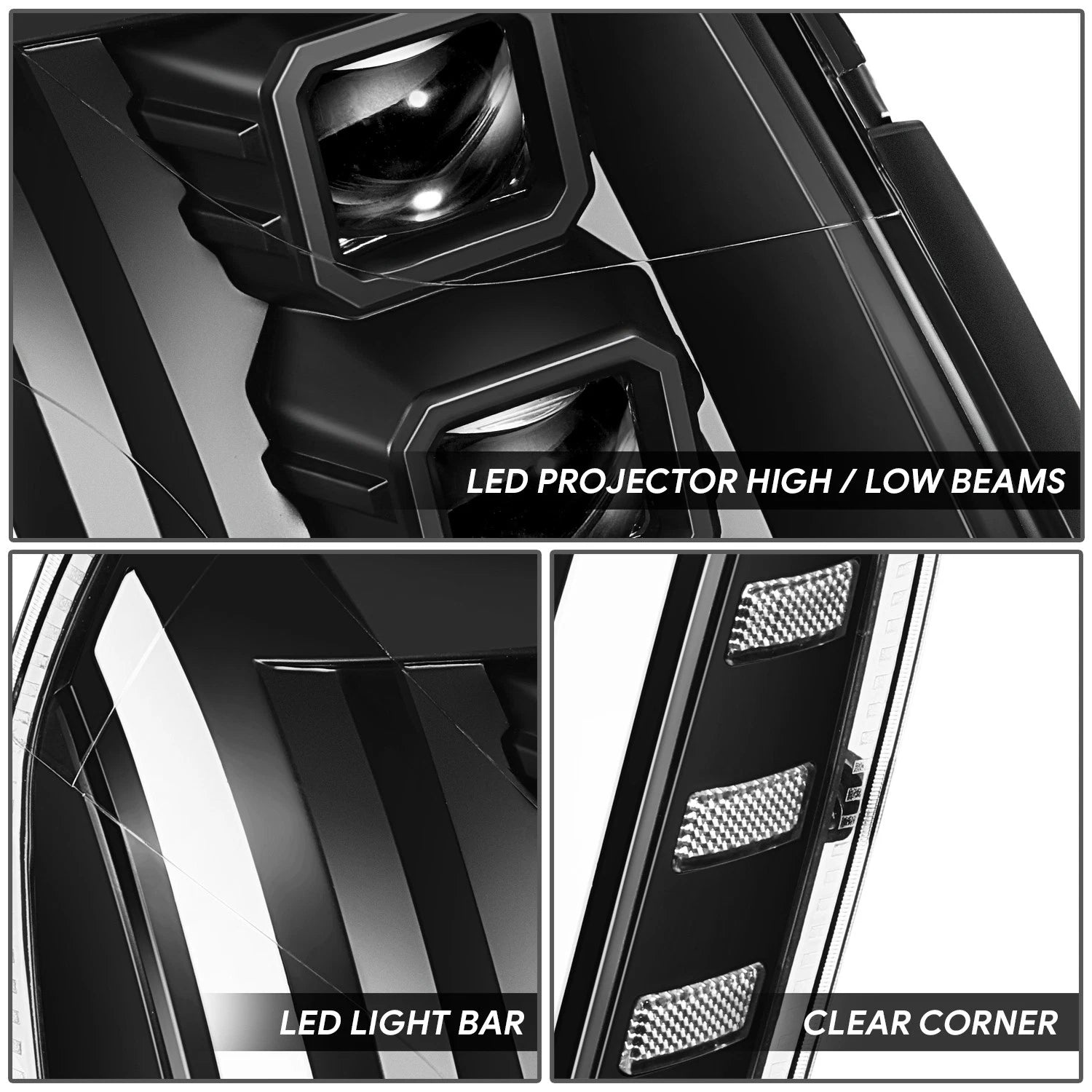 LED Switchback Quad Projector Headlights for Cadillac Escalade ESV EXT (2007–2014)