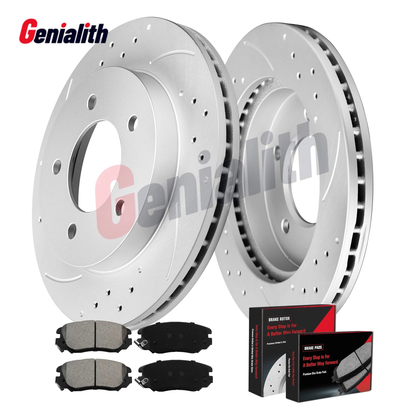 Front Drilled Rotors + Brake Pads for Chevy Equinox Malibu Impala GMC Terrain (2010–2020)