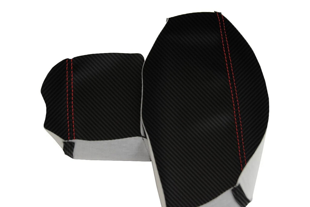 Carbon Fiber Console Lid Armrest Cover for Audi Q7 (2007–2015) Red Stitch