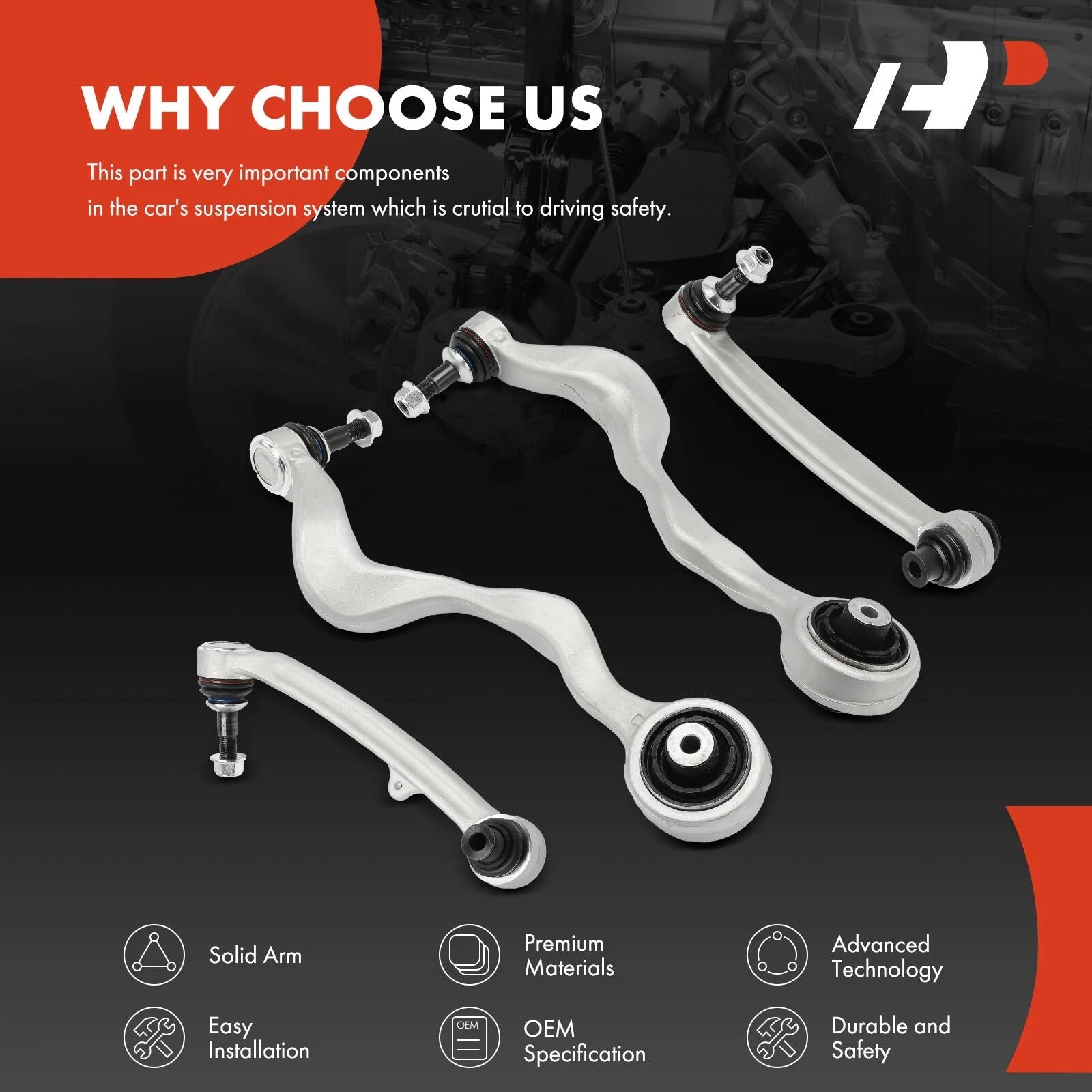 Set of 4 Front Control Arm Ball Joints for BMW 1 Series M (2008–2013)
