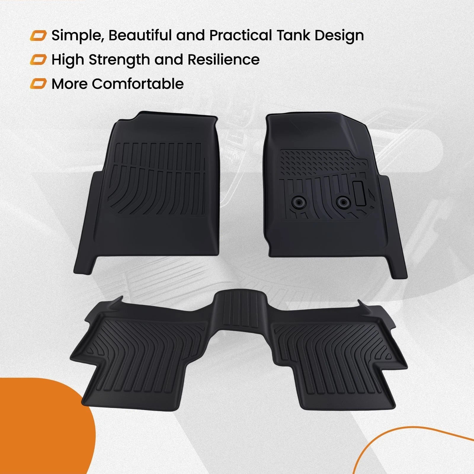 Set of 4 All Weather Rubber Floor Mats for Chevy Colorado Crew Cab (2015–2022)