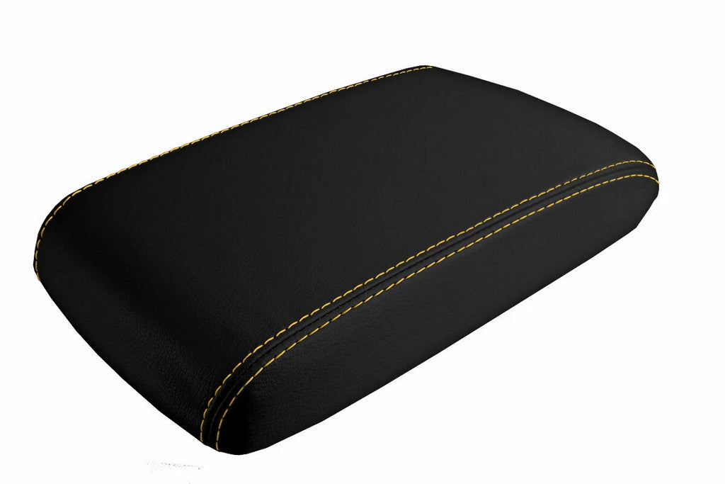 Leather Console Lid Armrest Cover for Dodge Challenger (2008–2014) Yellow Stitch