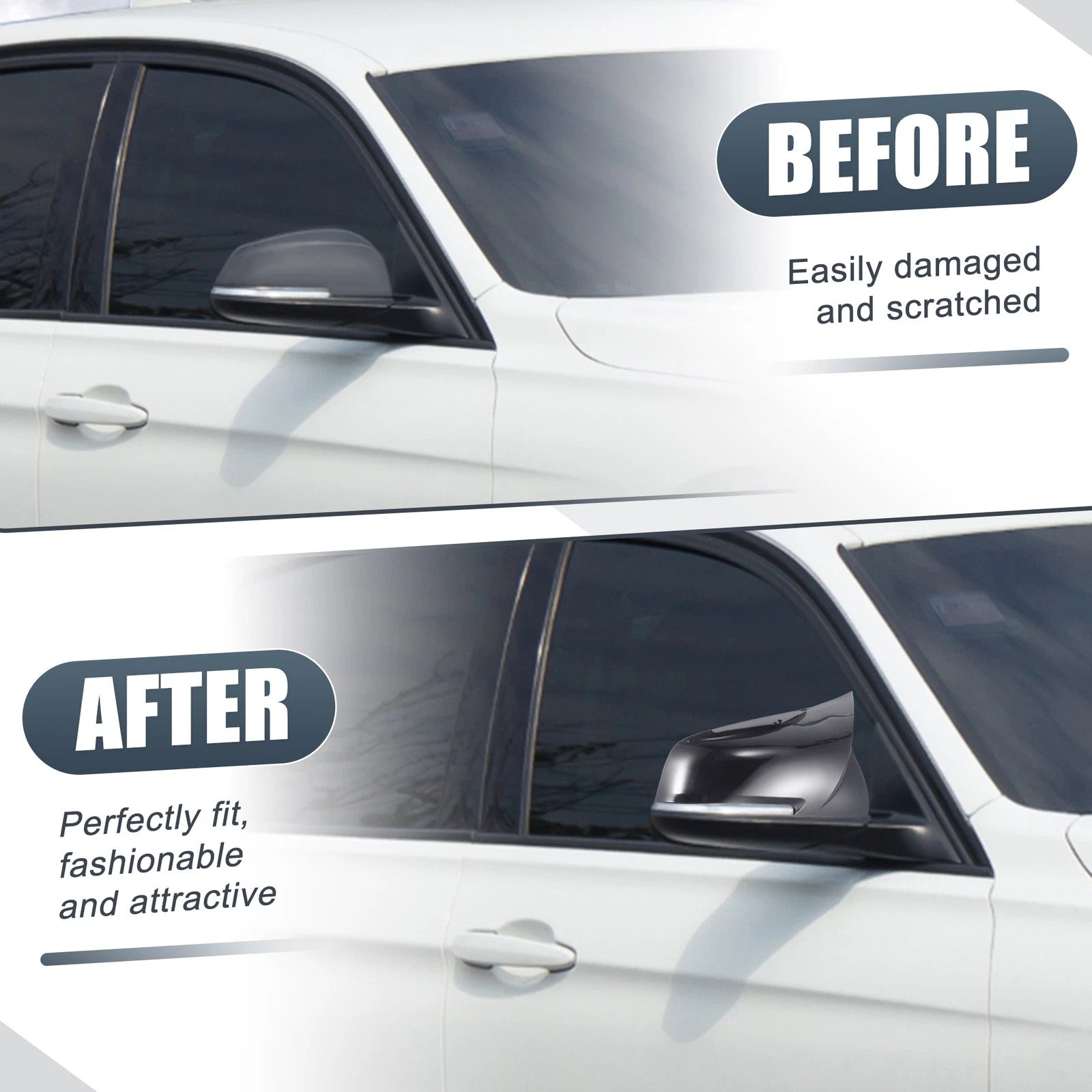 Pair Rearview Mirror Cover Caps Gloss Black for BMW F20 F22 F23 F30 F31 F32 X1