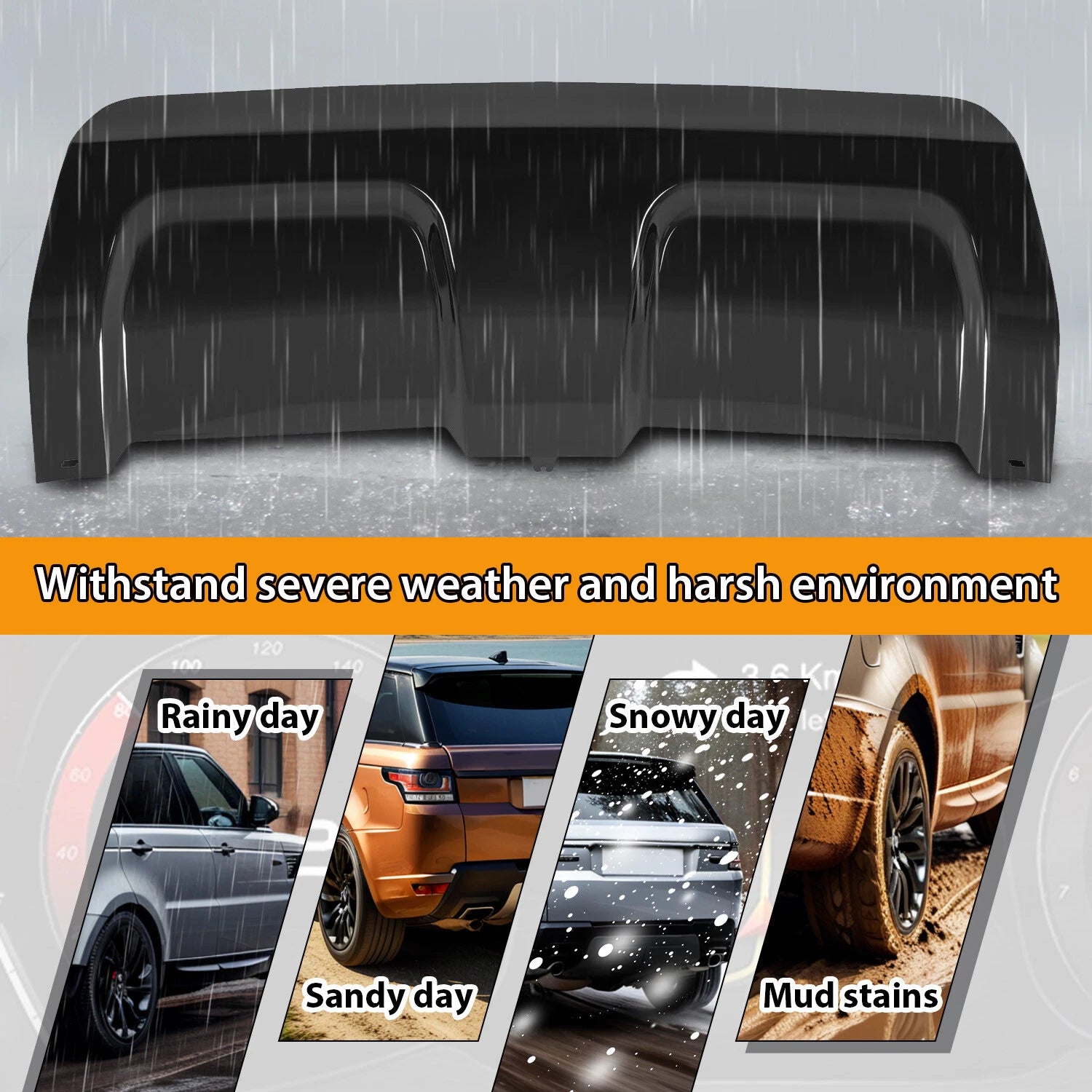 Rear Bumper Skid Plate Cover for Range Rover Sport (2014–2017) Black