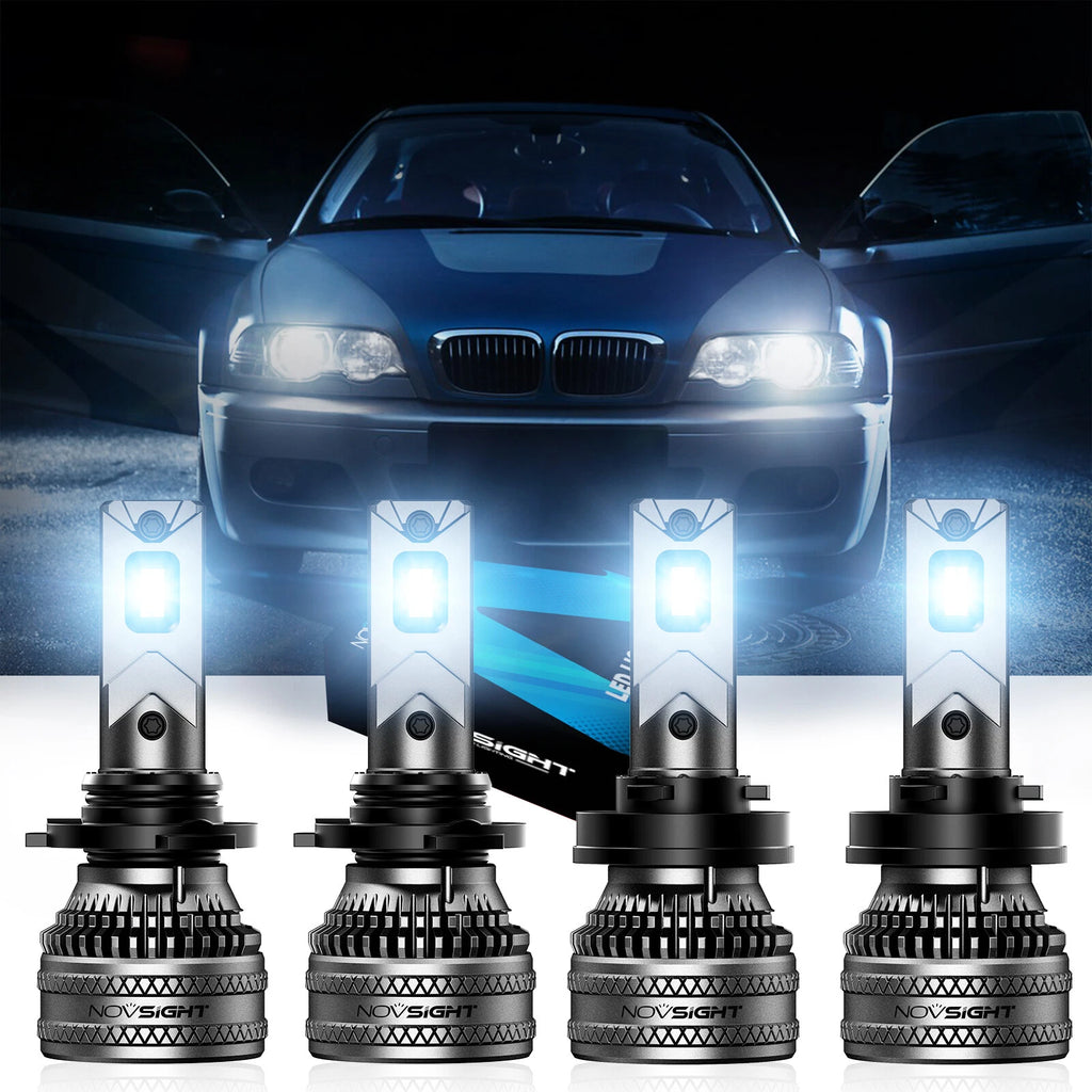 Set of 4 NOVSIGHT 9005 + H11 LED Headlight Bulbs for High/Low Beam