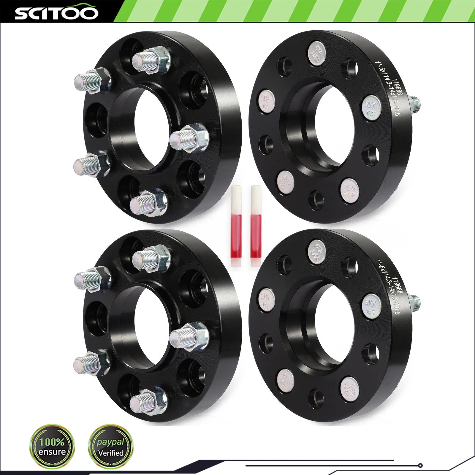 4X 5x4.5 1" Hubcentric Wheel Spacers 14x1.5 for Ford Mustang GT (2017–2020)
