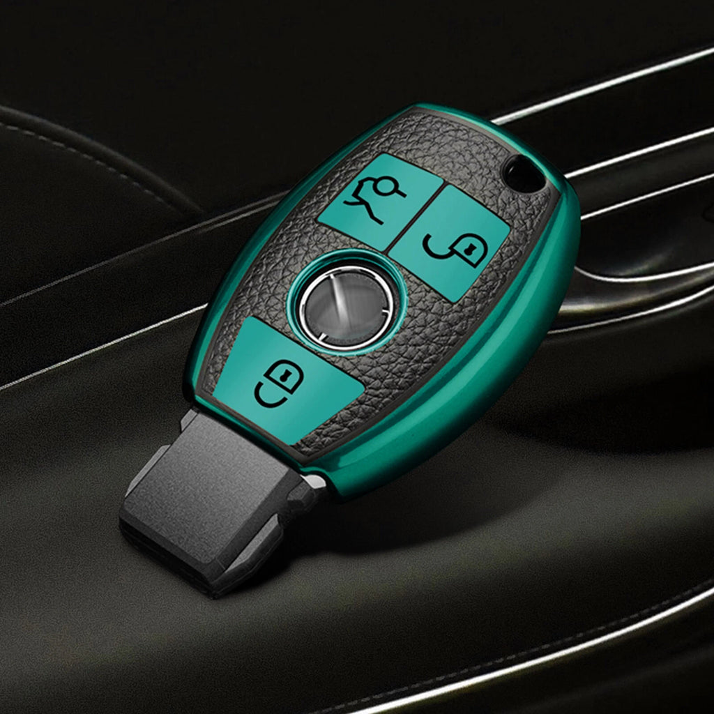 Green 3-Button Smart Key Fob Cover Case for Mercedes-Benz (— —)