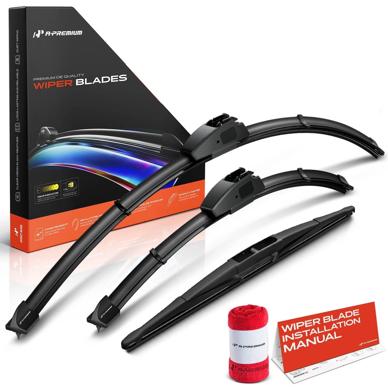 Set of 3 Windshield Wiper Blades for Nissan Leaf Mazda CX-30 