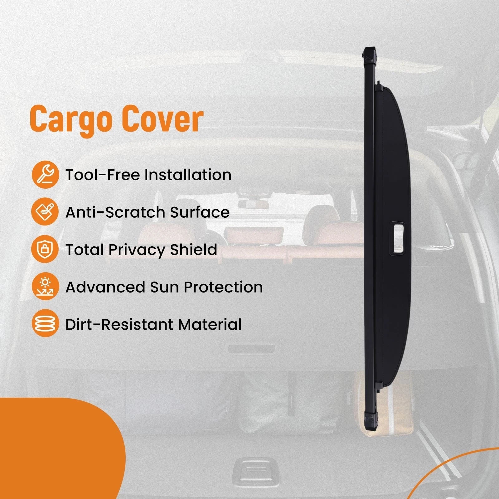 Retractable Cargo Cover for Mazda CX90 (2024) Waterproof ABS Plastic Black