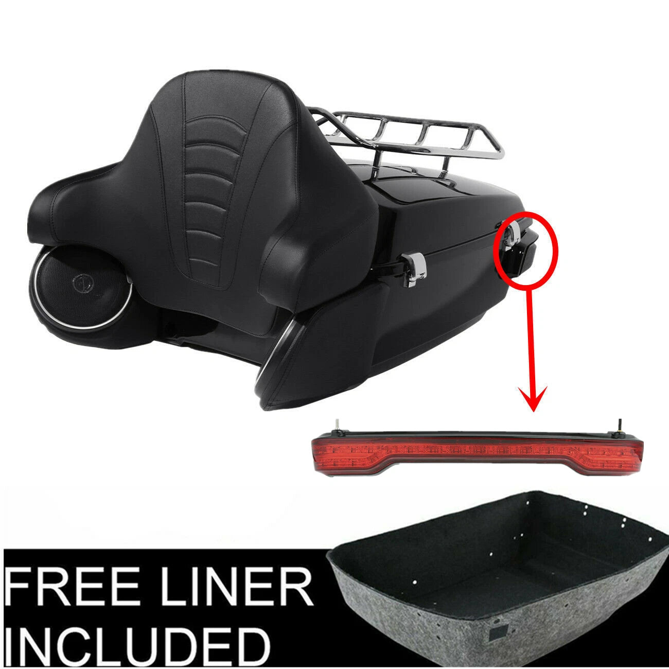 Trunk Pad Brake Tail Light with Speakers for Harley Touring (2014–2025)