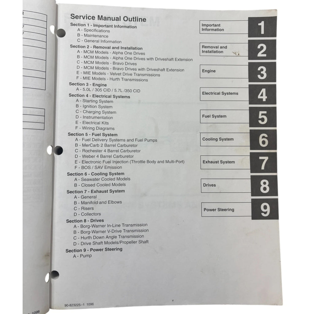 Service Manual #17 for Mercruiser 305 CID/350 CID (90-823225--1)