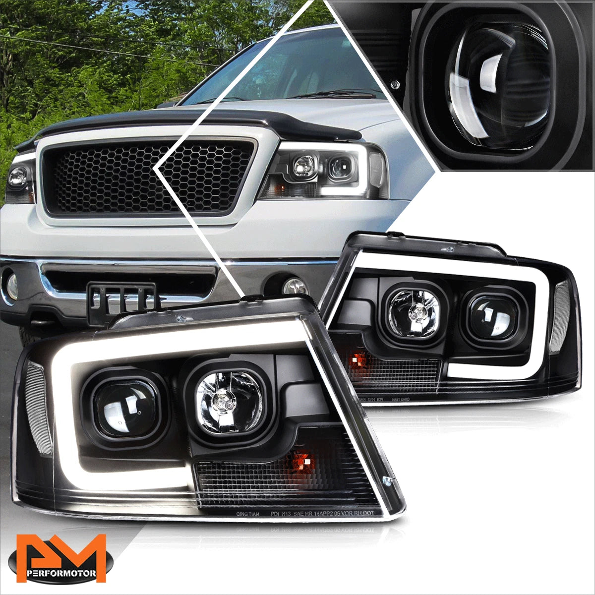 3D LED Bar Projector Headlight for Ford F-150/Mark LT (2004–2008)