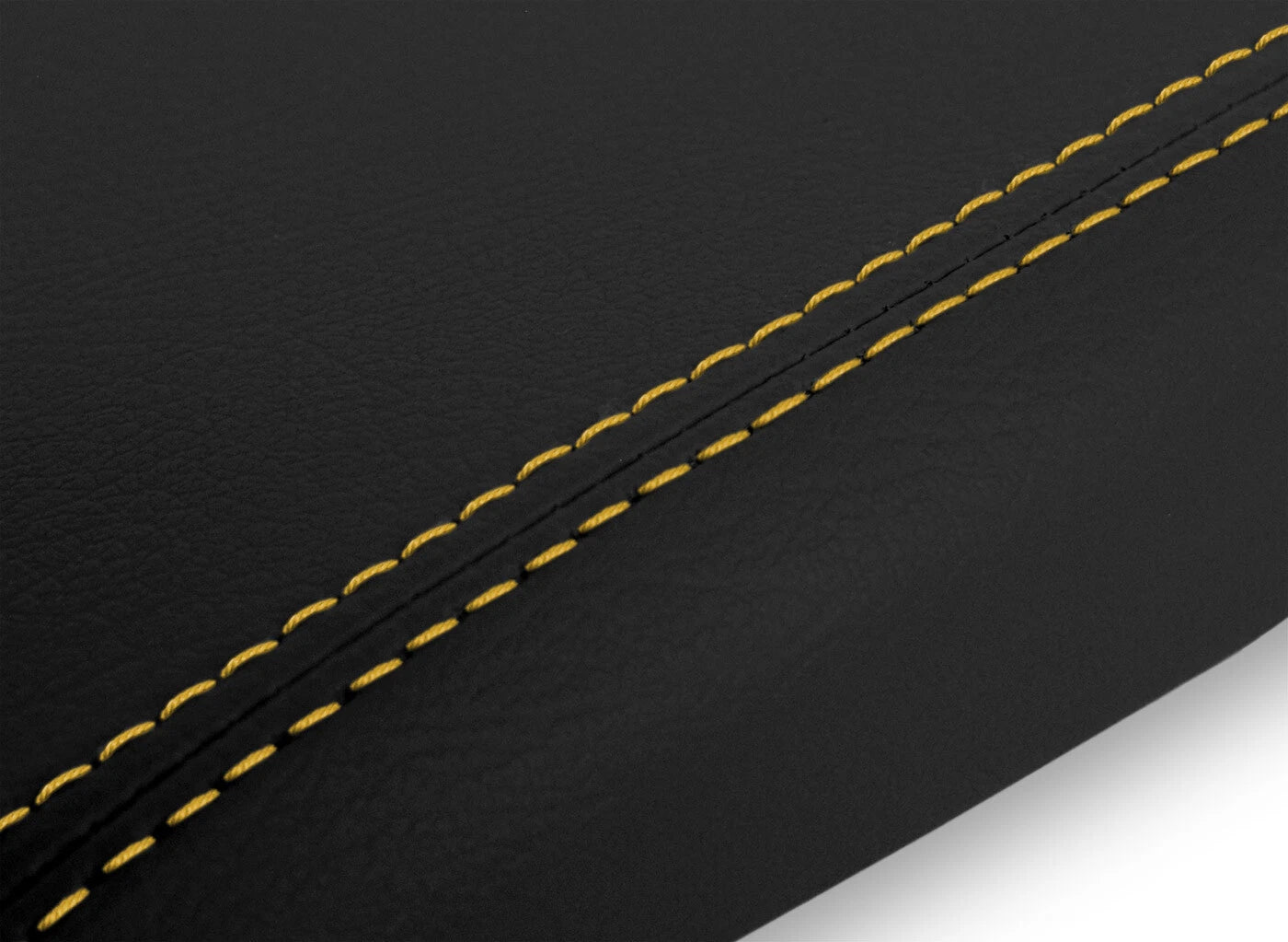 Leather Console Lid Armrest Cover for Ford Mustang (1987–1993) Black Yellow Stitch