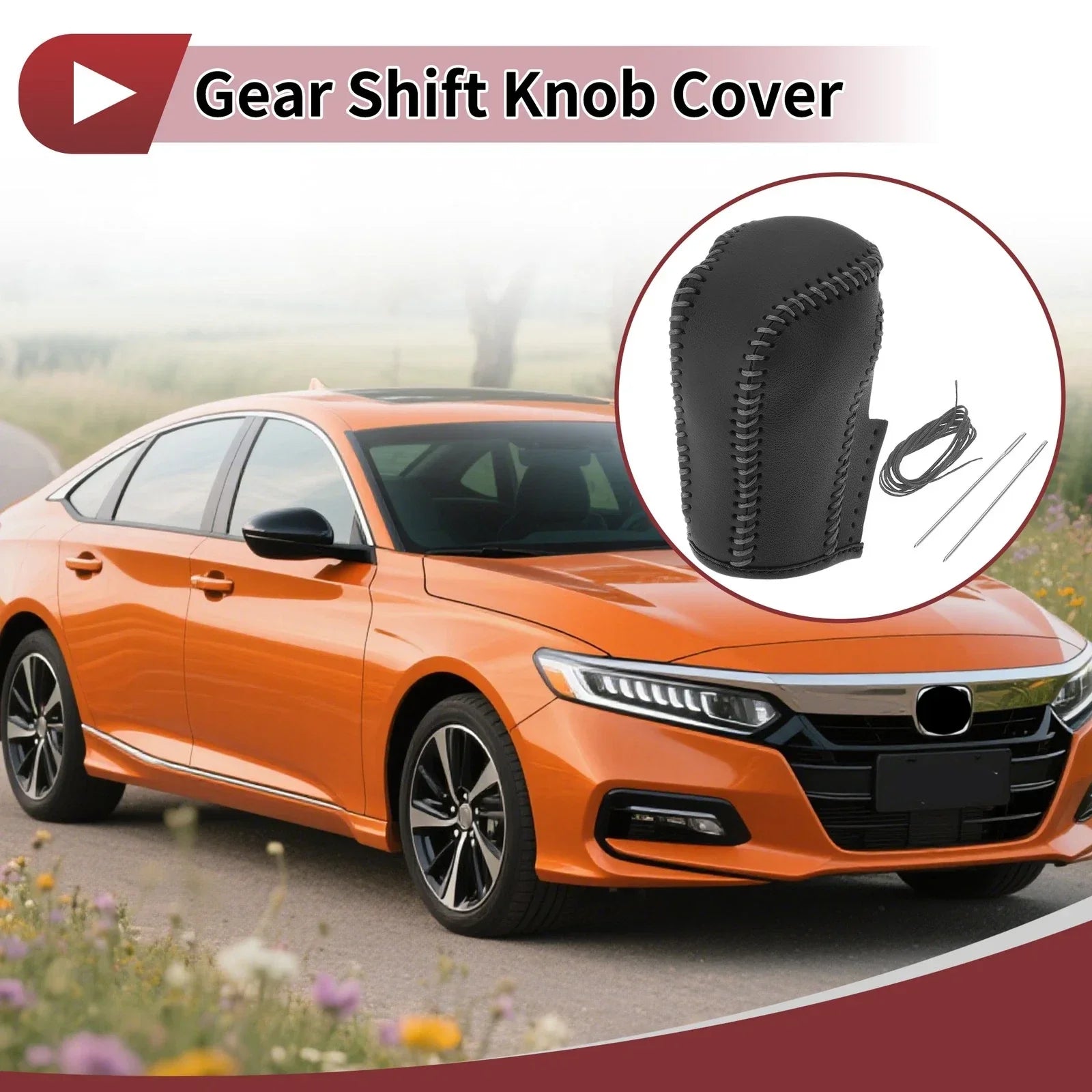 Gear Shift Knob Cover for Honda Inspire (2023) - Gray Faux Leather