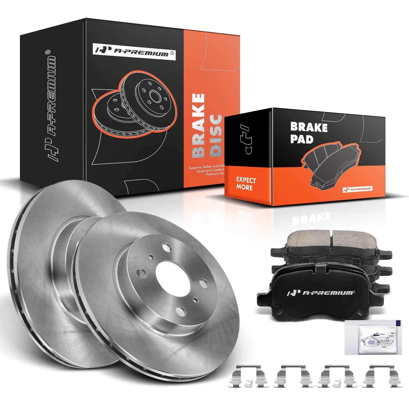 Front Disc Brake Rotors and Ceramic Pads for Toyota Corolla (1998-2002)