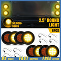 8pc 2.5 Inch DOT Round Amber LED Trailer Marker Lights for Truck EV