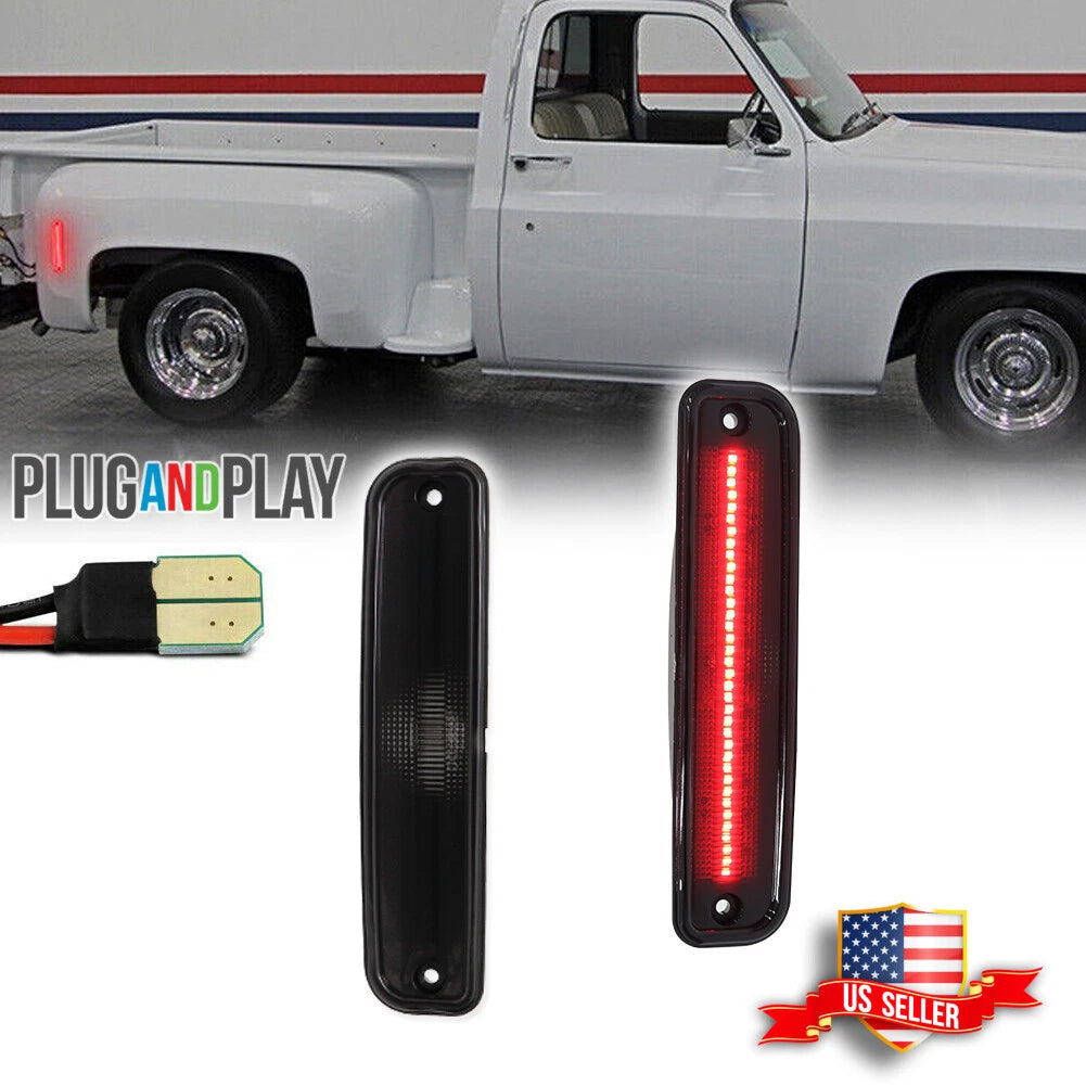 2X Smoke Red LED Side Marker Lights for GMC Chevy Pickup Blazer Suburban (1973–1980)