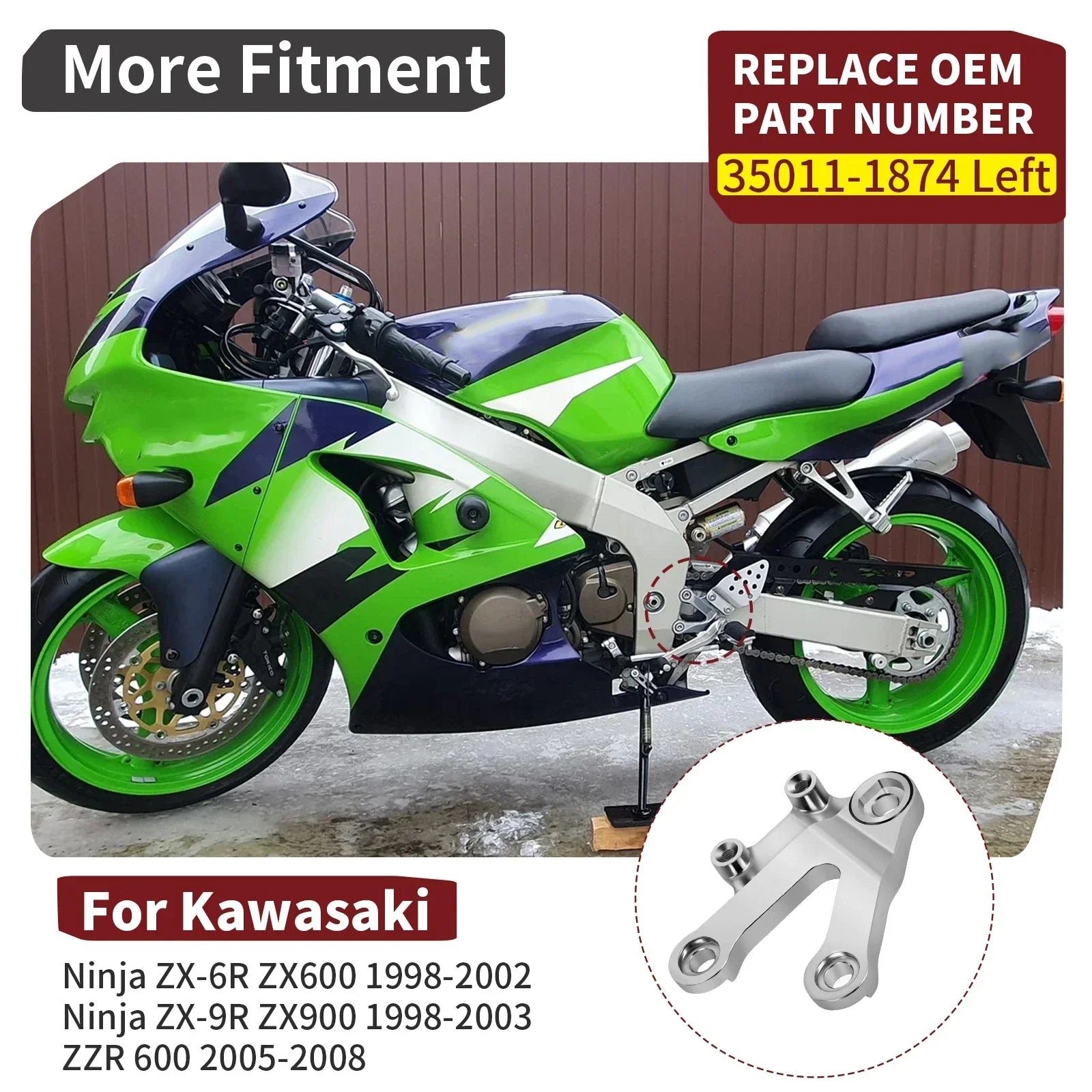 Left Footpeg Bracket For Kawasaki Ninja ZX-6R ZX-9R ZZR600