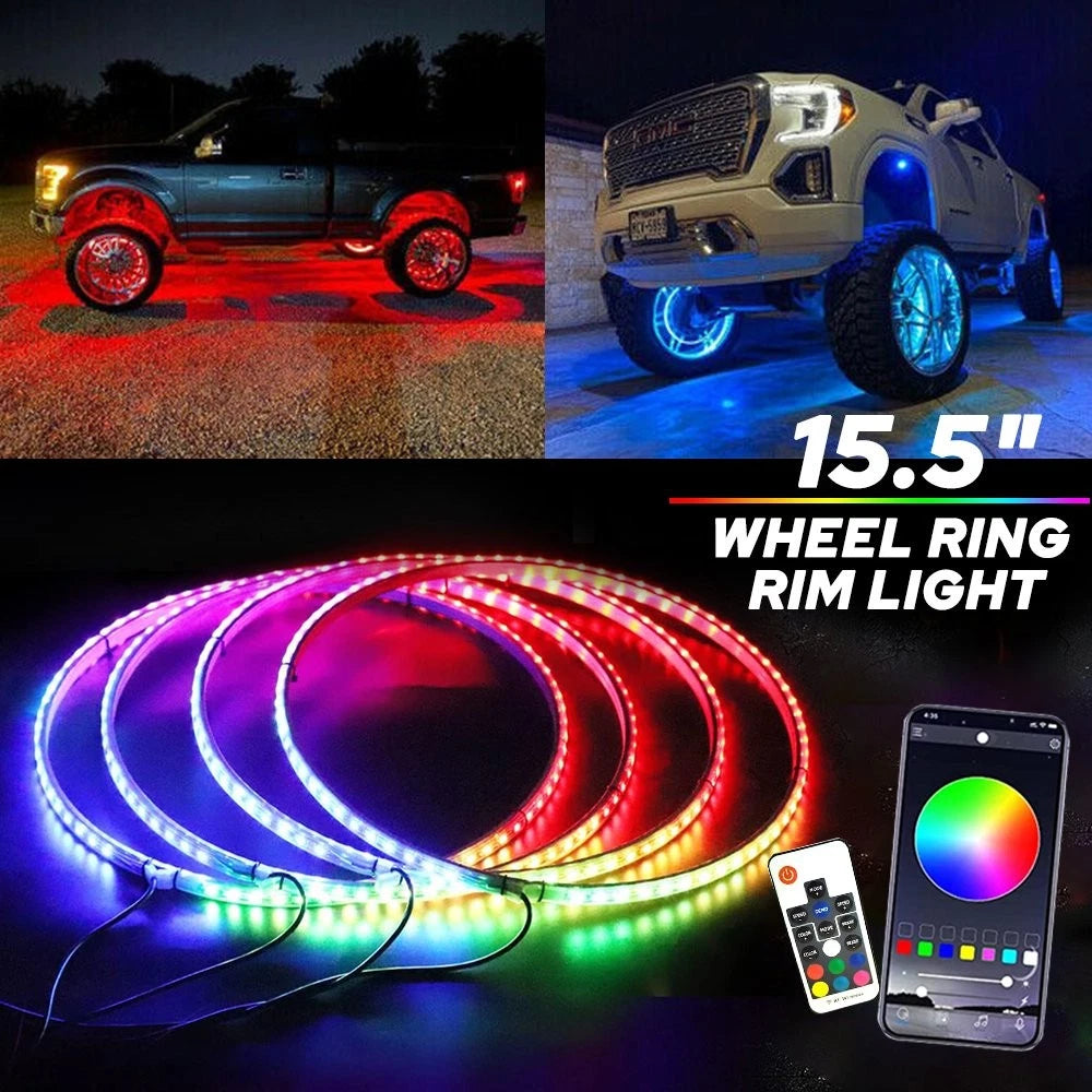 4X LED Wheel Rim Lights for Universal Vehicles (Bluetooth RGB, IP68)