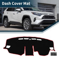Dashboard Cover Mat for Toyota RAV4 (2019–2024) with Sticker Black Red