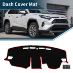Dashboard Cover Mat for Toyota RAV4 (2019–2024) with Sticker Black Red