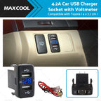 4.2A Car Charger Socket Voltmeter for Toyota Hilux Prado Land Cruiser