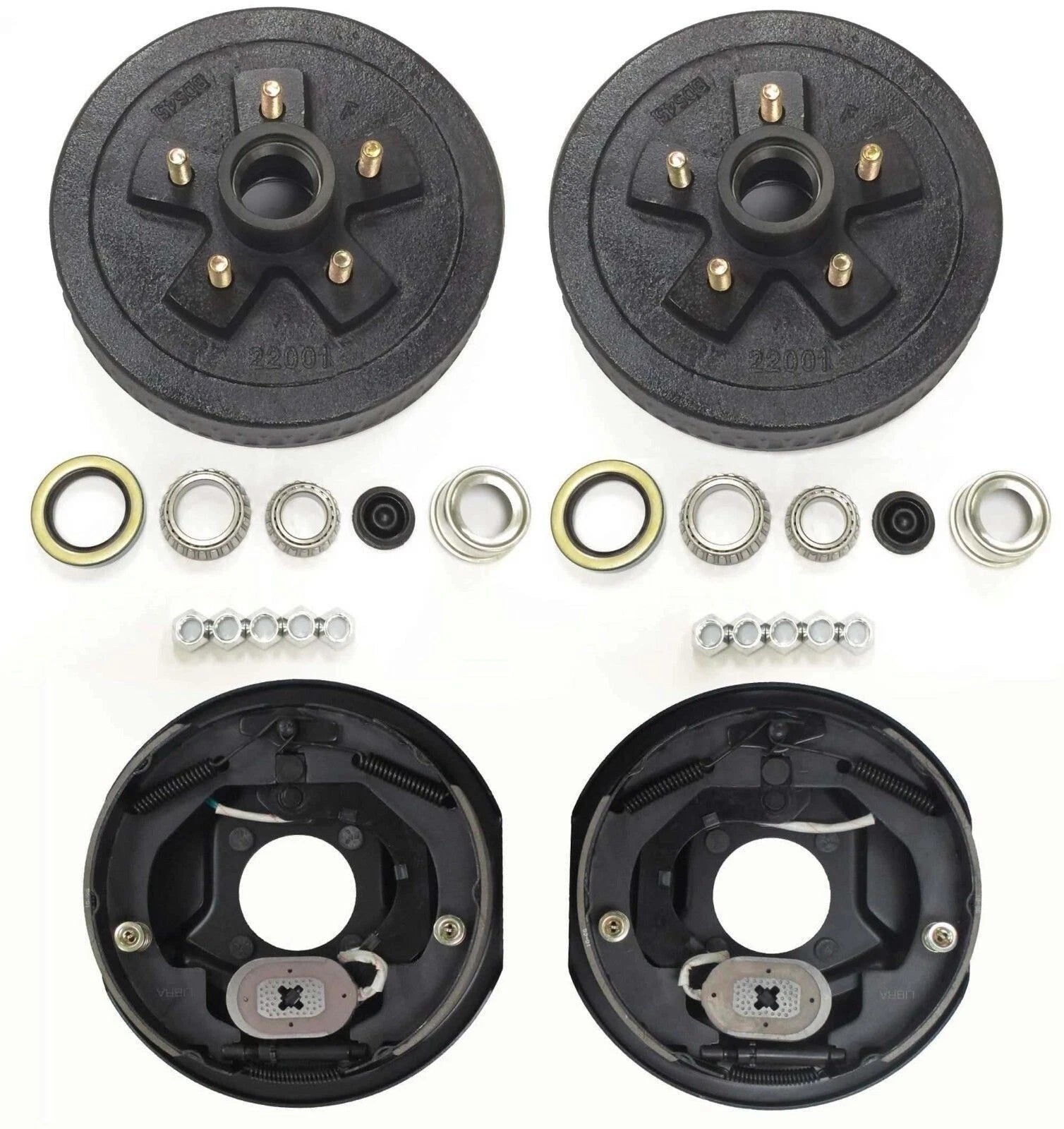 Trailer Hub Drum Kits 5 on 4.5 with 10"x2-1/4" Electric Brakes for 3500 lbs Axle