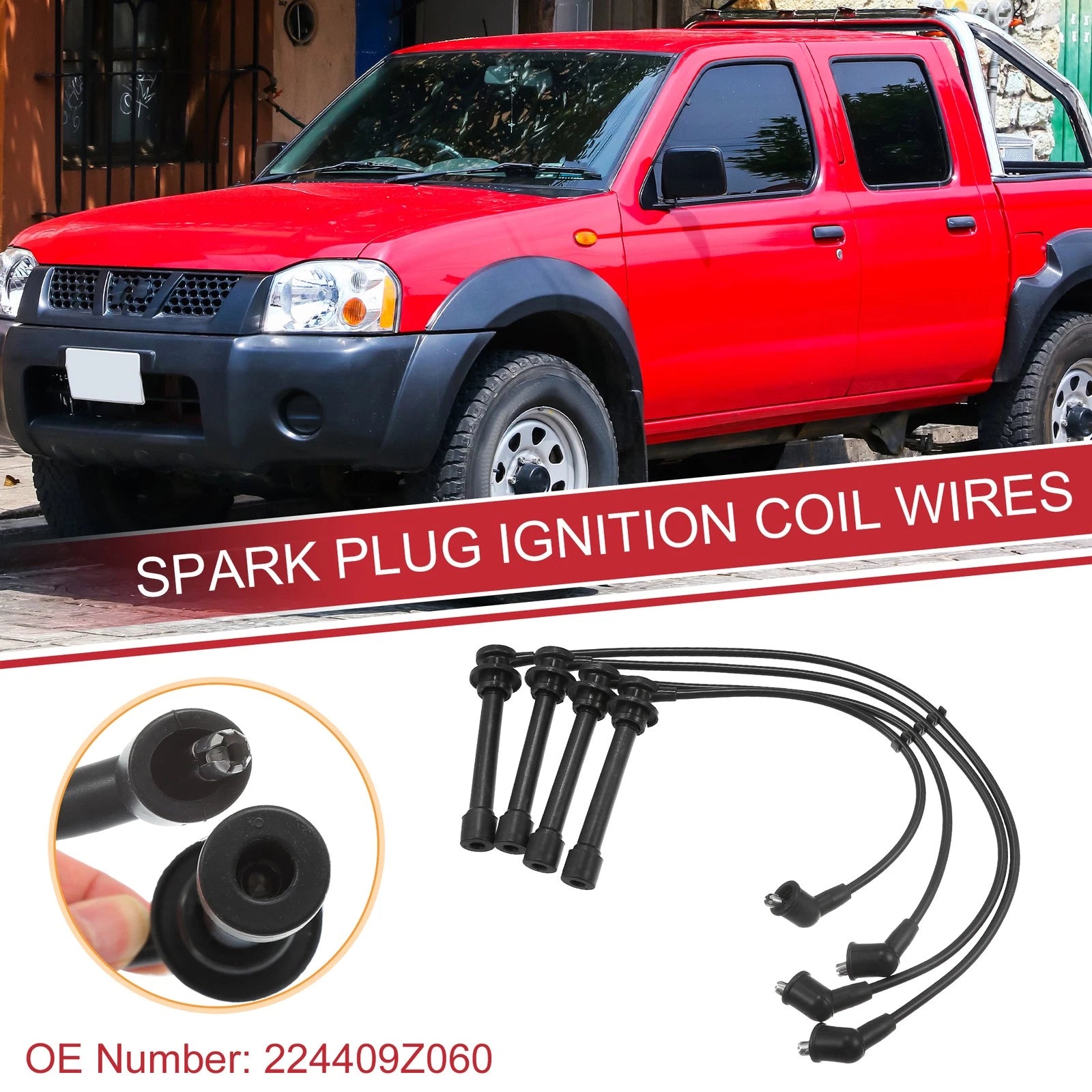 Set of 4 Spark Plug Wire Ignition Coil Cables No.224409Z060 for Nissan Frontier 