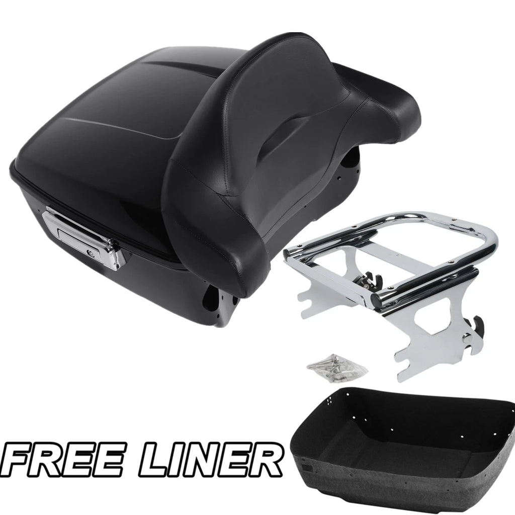 Trunk Backrest Pad & Mounting Rack for Harley Touring Road King (1997–2008)