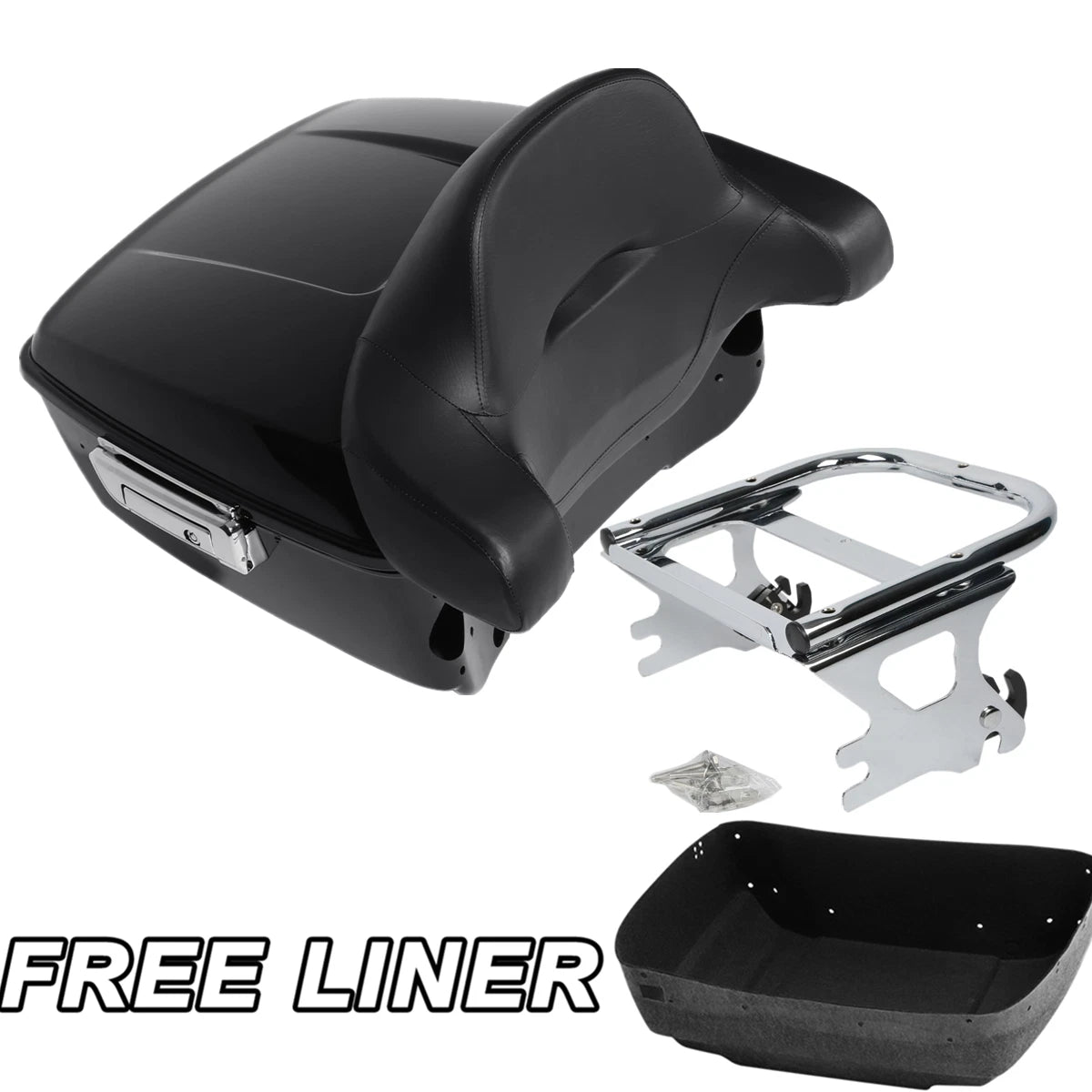 Trunk Backrest Pad & Mounting Rack for Harley Touring Road King (1997–2008)