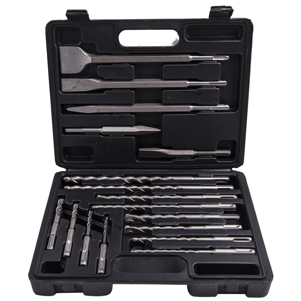 17pcs Hammer Drill Bit Set for SDS Plus Rotary Tools (Concrete)