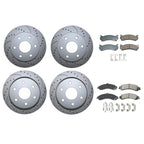 Front Rear Brake Kit with Drilled Rotors & Akebono Ceramic Pads for Cadillac Chevrolet GMC