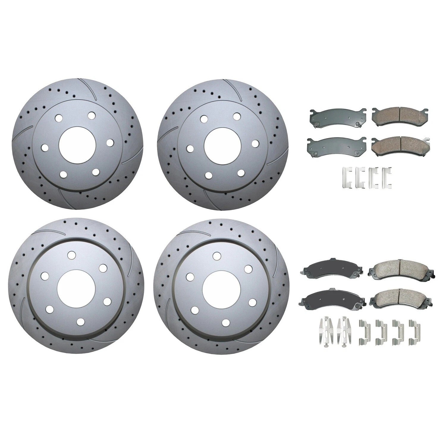 Front Rear Brake Kit with Drilled Rotors & Akebono Ceramic Pads for Cadillac Chevrolet GMC