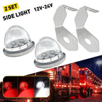 Pair LED Watermelon Clearance Lights for Trailer (with Mounting Brackets)