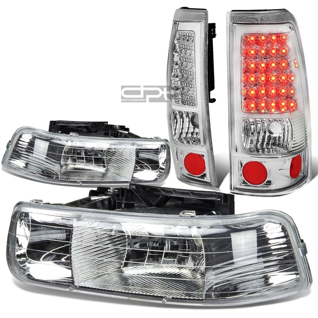 Chrome Crystal Headlight + Corner + LED Brake/Tail Light for Silverado (1999–2002)