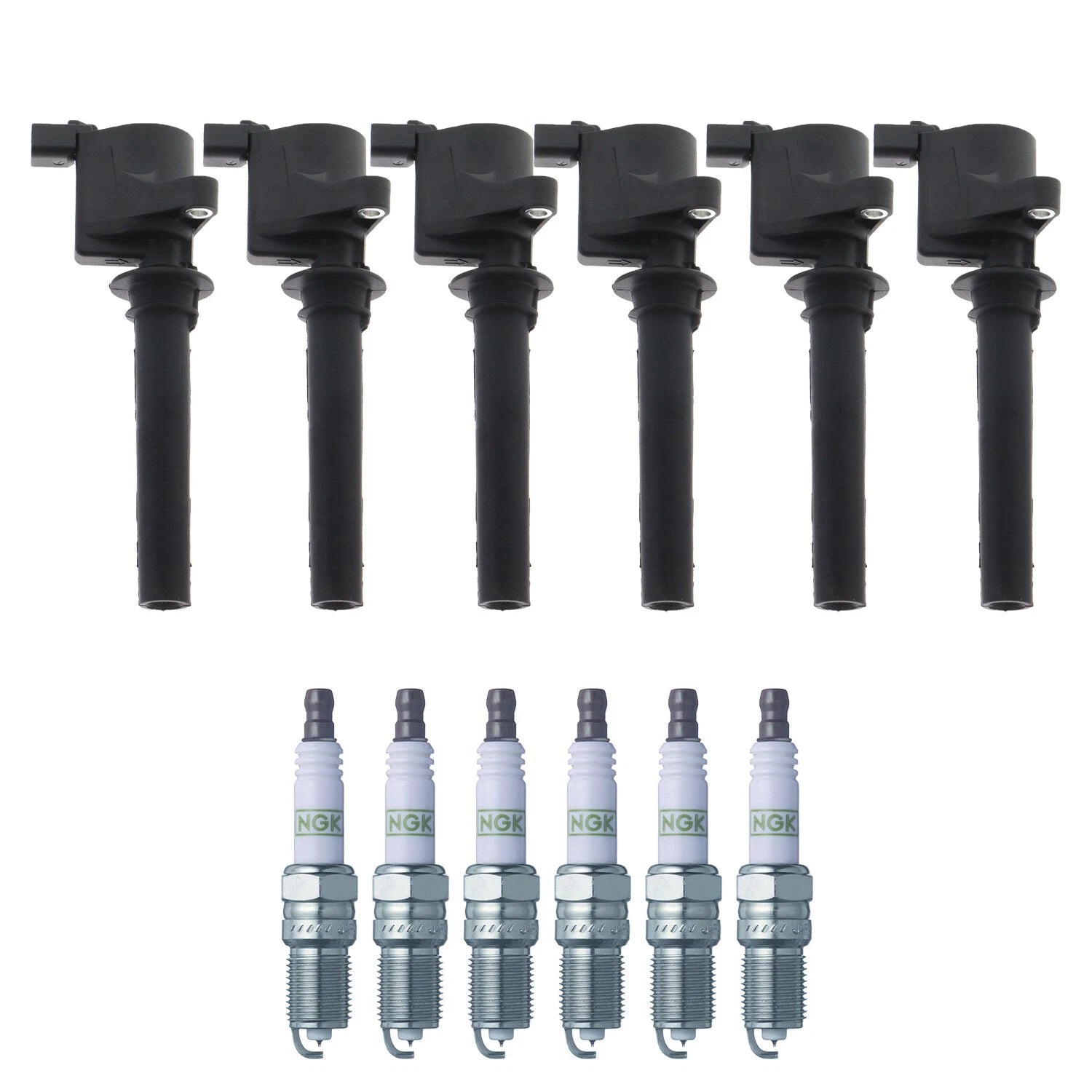 Set of 6 Ignition Coils & NGK G-Power Spark Plugs for Escape Taurus (2001–2007)