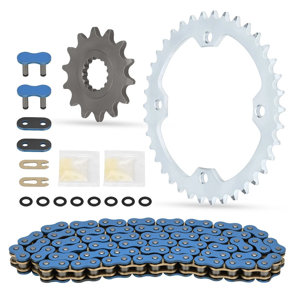 Blue X-Ring Chain 98 Links & Drive Sprocket for Yamaha Raptor 700 (2006–2024)