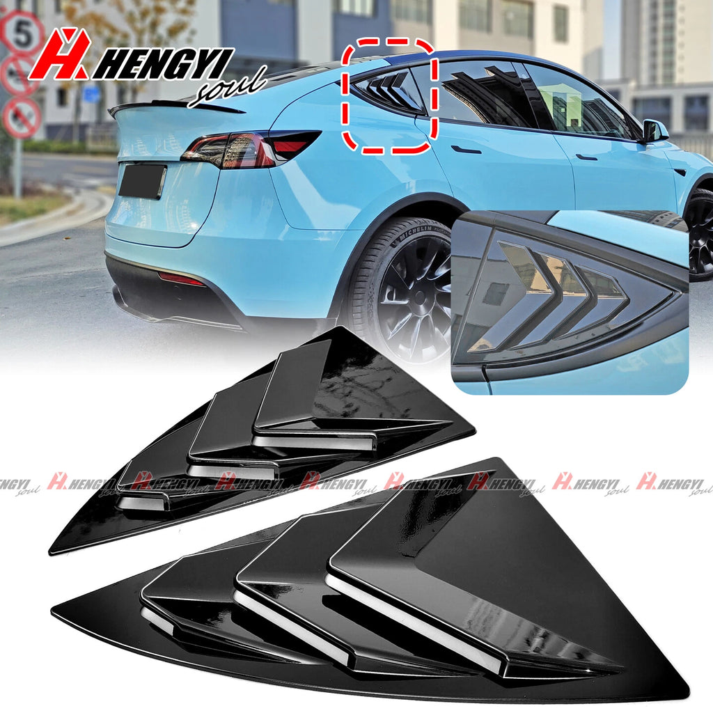 Gloss Black Side Window Louver Shutter Cover Trim for Tesla Model Y (2019–2026)
