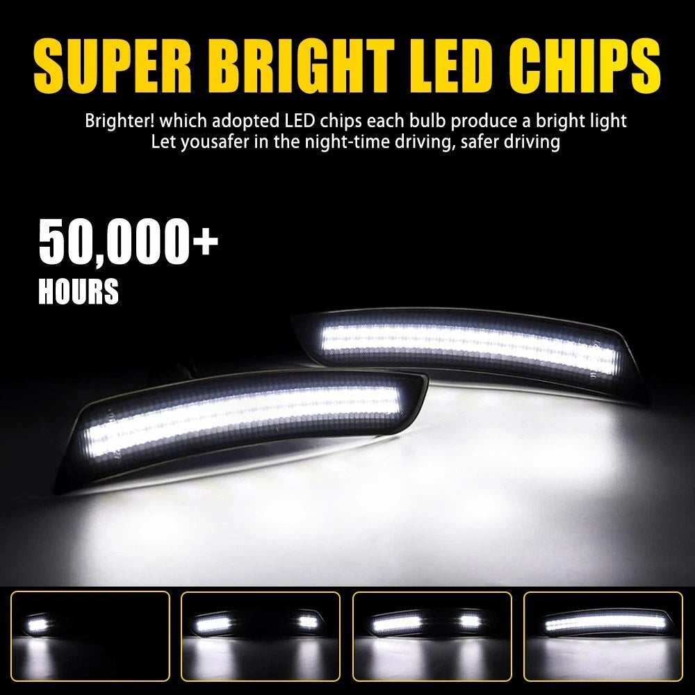 4X Dynamic White Smoke LED Side Marker Lights for Chevrolet Camaro (2016–2023)