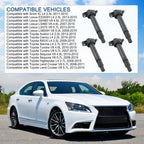 Set of 4 Ignition Coils & Spark Plugs for Toyota Lexus Highlander (2001–2023)