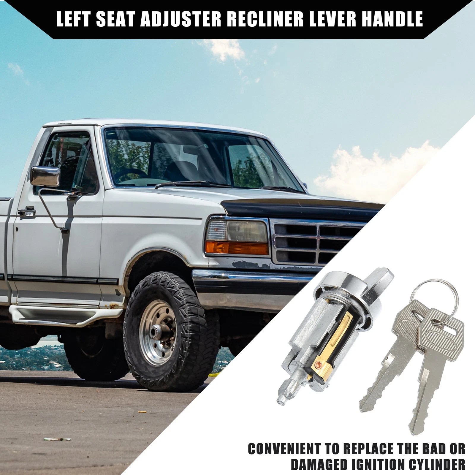 Ignition Switch Lock Cylinder with 2 Keys for Ford B600 F150 F250 E150 (1975–1996)