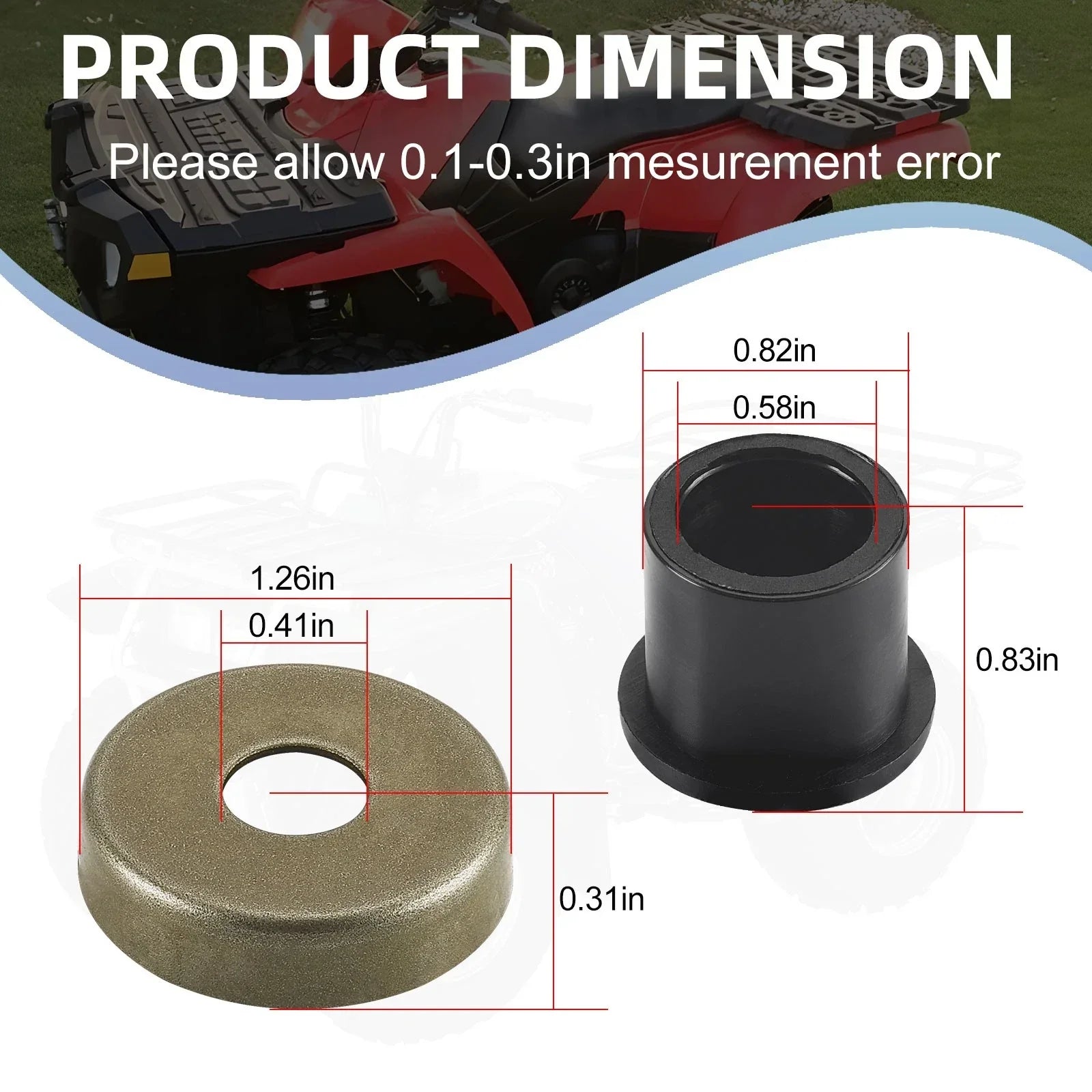8Pcs Front A-Arm Bushing & Cap for Polaris Phoenix (2005–2021)