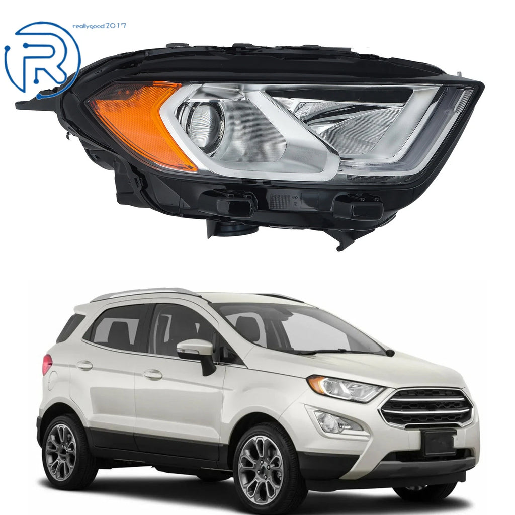 Halogen Headlight with LED DRL Right Chrome Housing for Ford EcoSport (2018-2023)