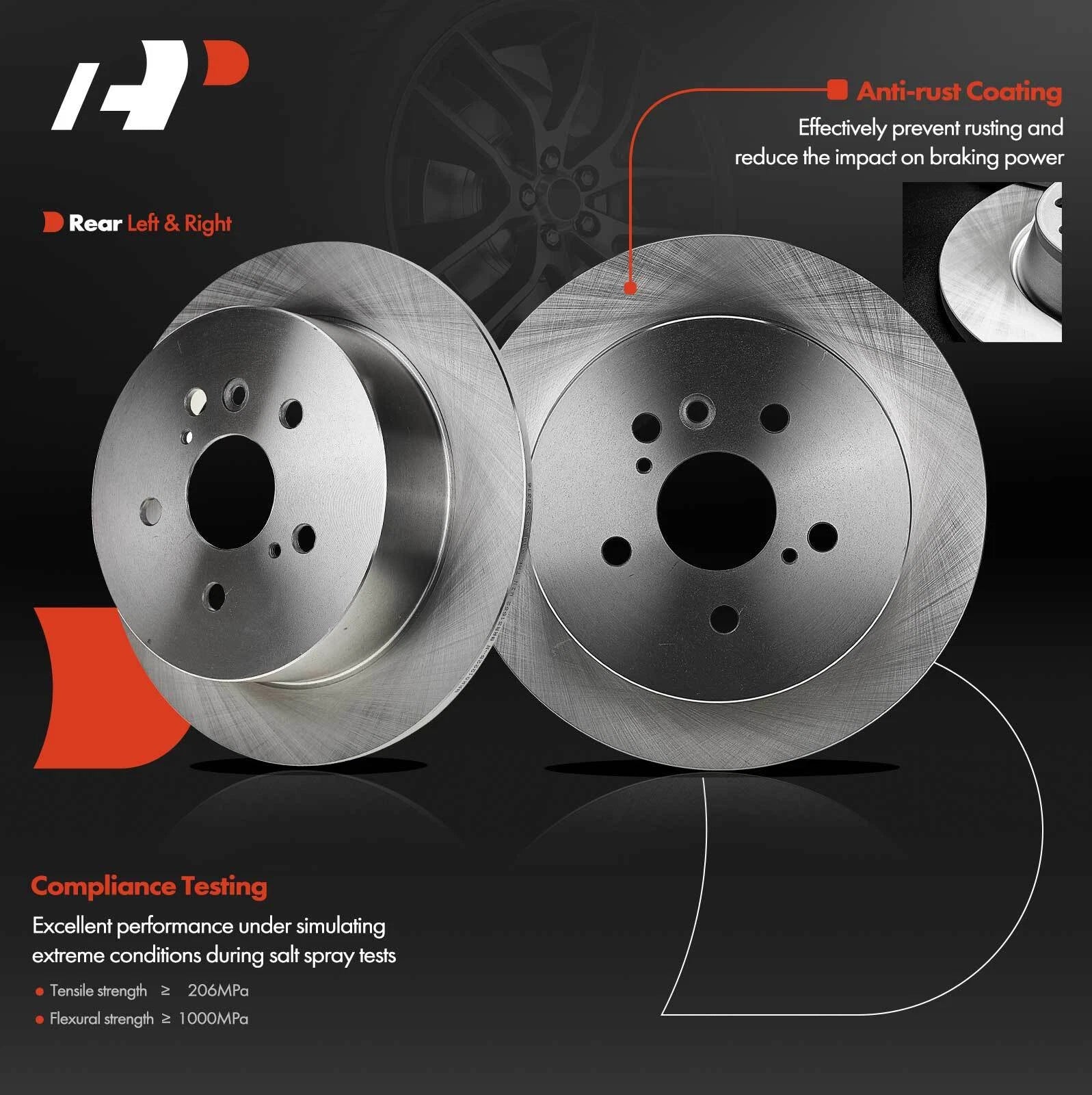 Rear Disc Brake Rotors for Toyota Venza (2009–2016)