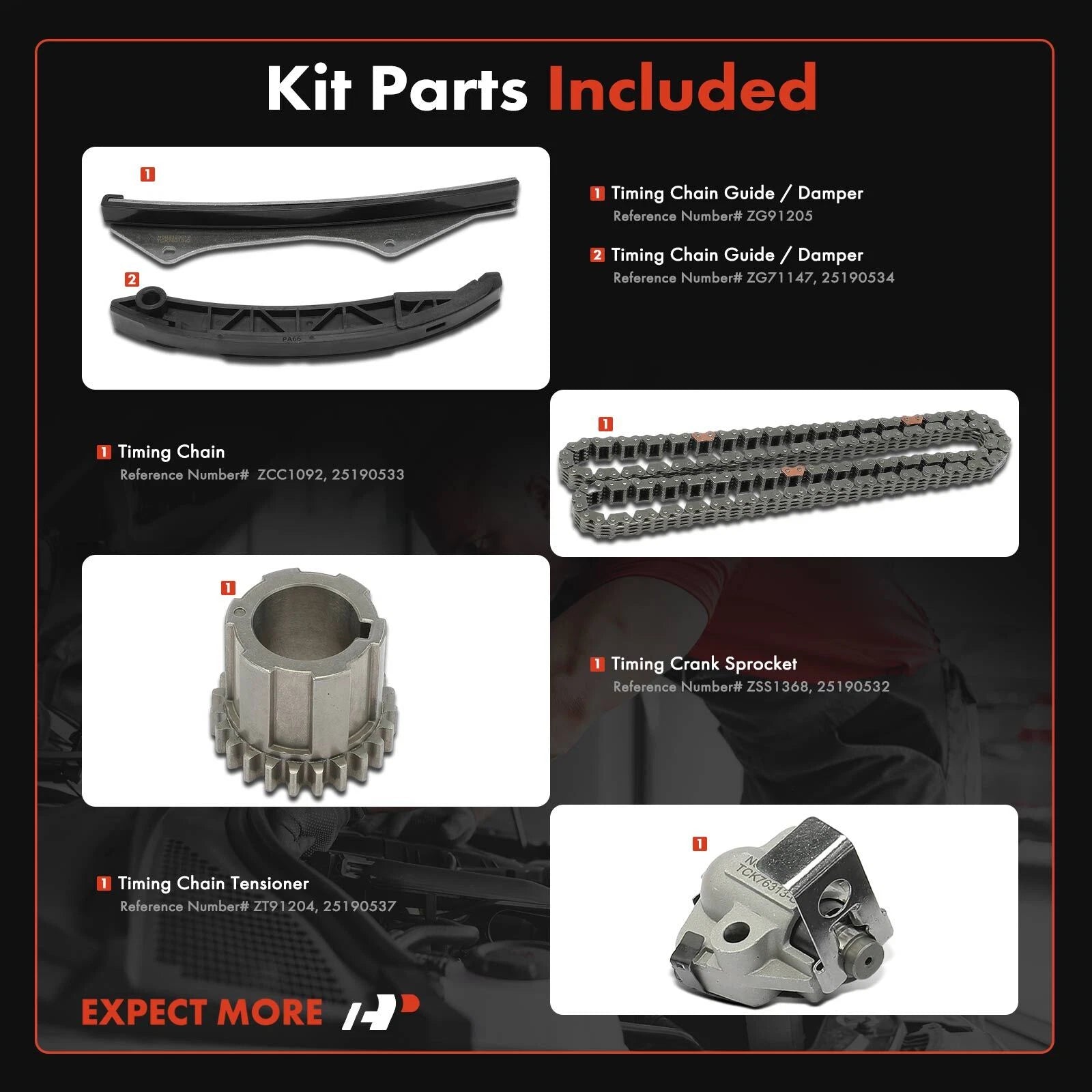 5X Timing Chain Kit for Chevrolet Spark (2013–2015) L4 1.2L